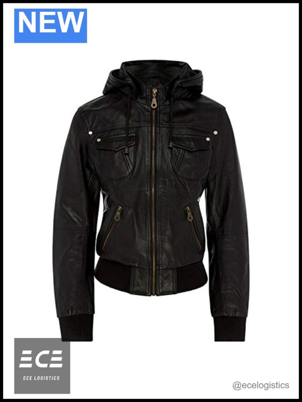 Women's Lambskin Leather Hooded Bomber Moto Jacket Quilted Lining